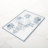 Blauwe Waterverf ventilator en zilver Ampersand Folie Uitnodiging (Gedraaid)