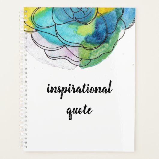 Blauwe Waterverf ventilator Inspirerend Citaat Pla Planner (Voorkant)