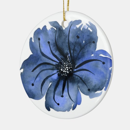 Blauwe Waterverf ventilator Keramisch Ornament (Links)