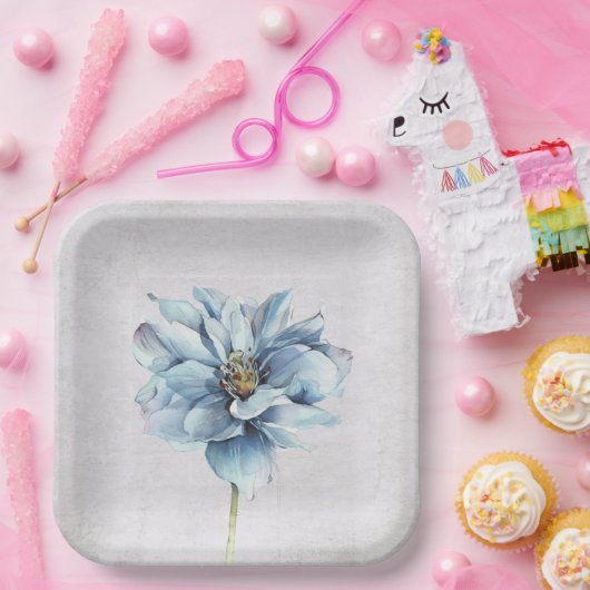 Blauwe Waterverf ventilator Papieren Bordje (Feest)