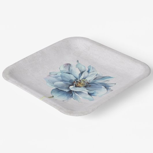 Blauwe Waterverf ventilator Papieren Bordje (Gebogen)