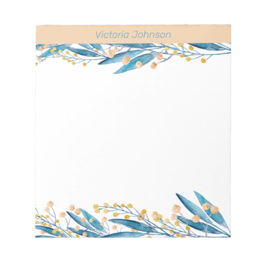 Blauwe Waterverf ventilatorgrens Notitieblok (Voorkant)