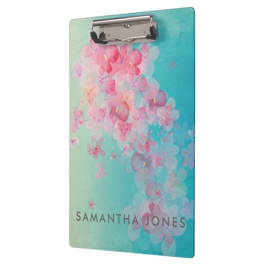 Blauwe Waterverf Verf Roze onderzetters Klembord (Links)