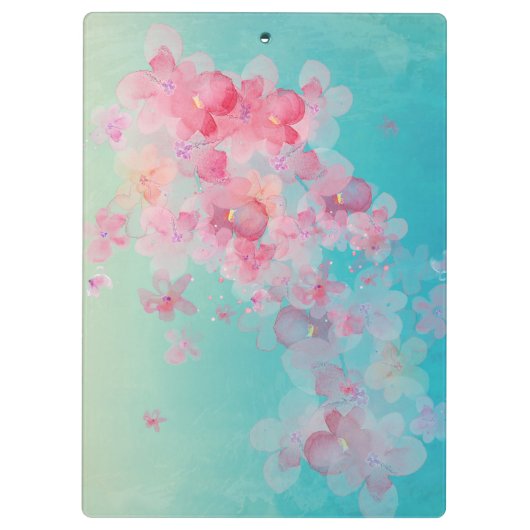 Blauwe Waterverf Verf Roze onderzetters Klembord (Achterkant)