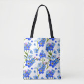 Blauwe Waterverf vergeet-me-niet Bloemen Tote Bag (Voorkant)