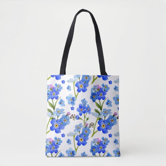 Blauwe Waterverf vergeet-me-niet Bloemen Tote Bag (Voorkant)