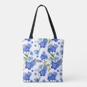 Blauwe Waterverf vergeet-me-niet Bloemen Tote Bag (Achterkant)