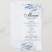 Blauwe Waterverf verlaat Botanische Chic Wedding M Menu (Voorkant / Achterkant)