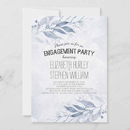 Blauwe Waterverf verliest de "Flowers Engagement P Kaart (Voorkant)