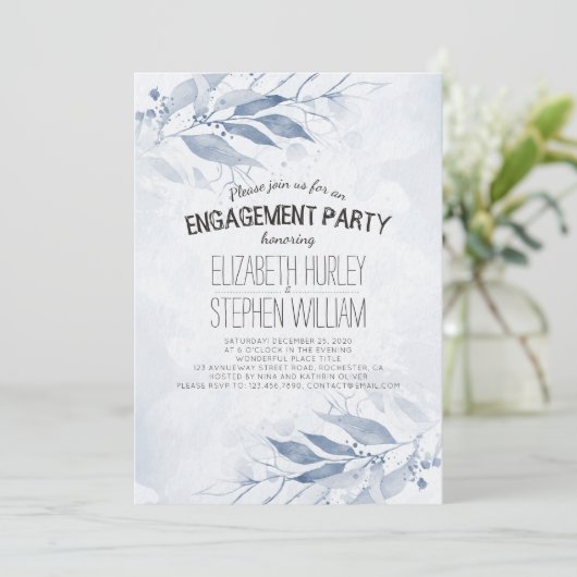 Blauwe Waterverf verliest de "Flowers Engagement P Kaart (Staand voorkant)