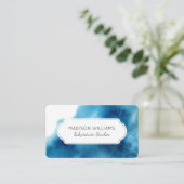 Blauwe Waterverf vervangende leraar Visitekaartje (Staand voorkant)