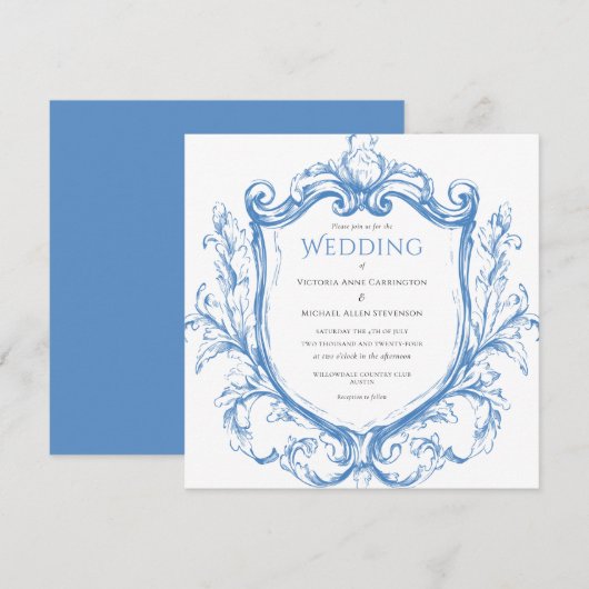 Blauwe Waterverf Vintage Weddenschap (Voorkant / Achterkant)