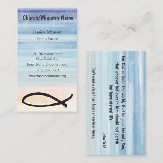 Blauwe waterverf Visitekaartje van het ministerie  (Voorkant / Achterkant)