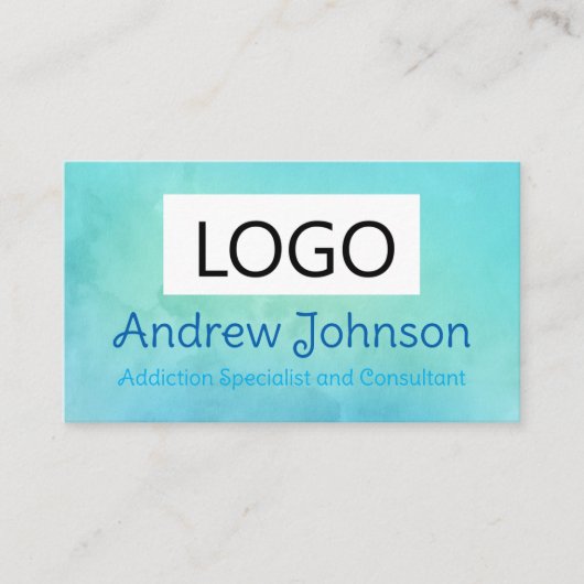 Blauwe Waterverf Visitekaartjes (Voorkant)