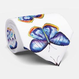 Blauwe Waterverf vlinder Kunstend stijlvol Stropda Stropdas