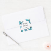 Blauwe waterverf vlinder Monogram Classic Sticker (Envelop)