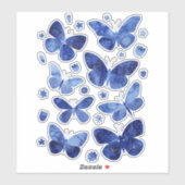 Blauwe Waterverf vlinder Sticker (Vel)