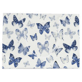 Blauwe Waterverf Vlinders Bruidsmeisje Bedankt Groot Cadeauzakje (Achterkant)