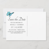 Blauwe waterverf vlinders slaan de datumkaart op kaart (Achterkant)