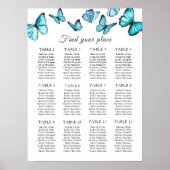 Blauwe waterverf vlinders Weddenschappen Poster (Voorkant)