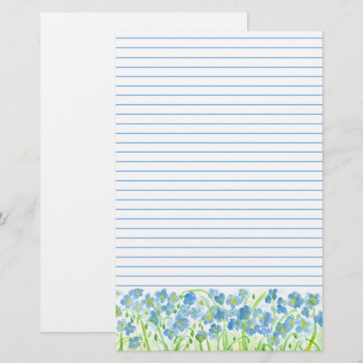 Blauwe Waterverf vloerbedekking Briefpapier (Voorkant / Achterkant)