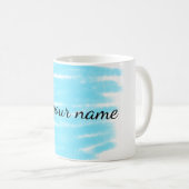 Blauwe waterverf voeg hier naam tekstbericht toe g koffiemok (Voorkant rechts)