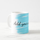 Blauwe waterverf voeg hier naam tekstbericht toe g koffiemok (Voorkant links)