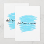 Blauwe waterverf voeg hier naam tekstbericht toe g notitiekaartje (Voorkant / Achterkant)