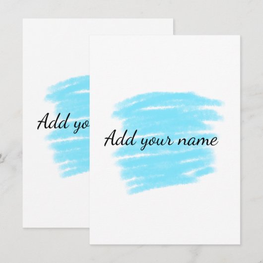 Blauwe waterverf voeg hier naam tekstbericht toe g notitiekaartje (Voorkant / Achterkant)
