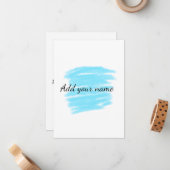 Blauwe waterverf voeg hier naam tekstbericht toe g notitiekaartje (Voorkant / Achterkant in situ)