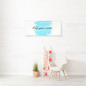 Blauwe waterverf voeg hier naam tekstbericht toe g spandoek (Insitu)