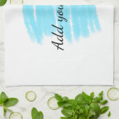 Blauwe waterverf voeg hier naam tekstbericht toe g theedoek (Gevouwen)