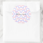 Blauwe waterverf voeg hier naam tekstbericht toe r ronde sticker (Tas)