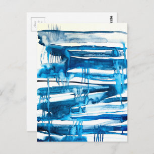 Blauwe waterverf voor abstracte kunst briefkaart