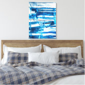 Blauwe waterverf voor abstracte kunst canvas afdruk (Insitu (Slaapkamer))