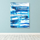 Blauwe waterverf voor abstracte kunst canvas afdruk (Insitu (Houten vloer))