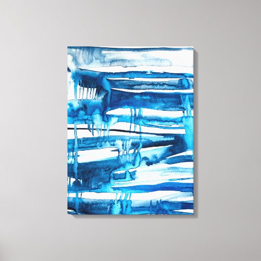 Blauwe waterverf voor abstracte kunst canvas afdruk (Voorkant)