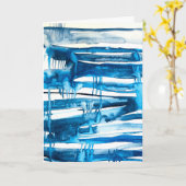 Blauwe waterverf voor abstracte kunst kaart (Gele Bloem)