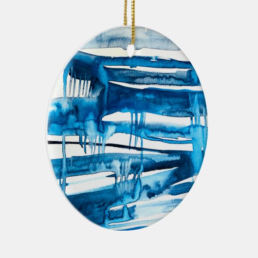 Blauwe waterverf voor abstracte kunst keramisch ornament (Rechts)