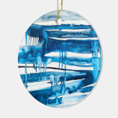 Blauwe waterverf voor abstracte kunst keramisch ornament (Links)