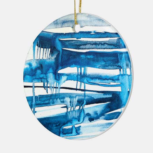 Blauwe waterverf voor abstracte kunst keramisch ornament (Links)