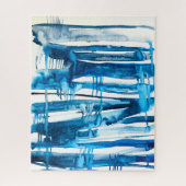 Blauwe waterverf voor abstracte kunst legpuzzel (Verticaal)