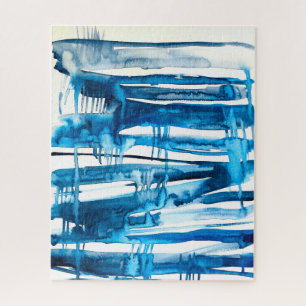 Blauwe waterverf voor abstracte kunst legpuzzel