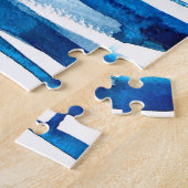 Blauwe waterverf voor abstracte kunst legpuzzel (Zijkant)