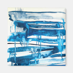 Blauwe waterverf voor abstracte kunst magneet