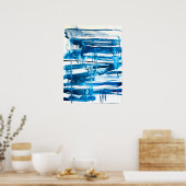 Blauwe waterverf voor abstracte kunst poster (Keuken)