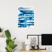 Blauwe waterverf voor abstracte kunst poster (Thuiskantoor)