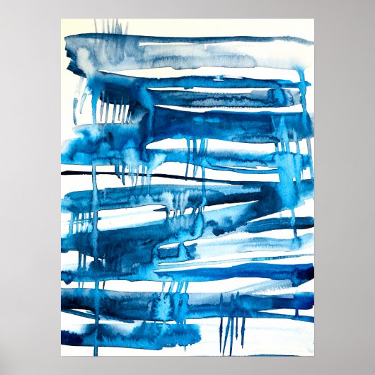 Blauwe waterverf voor abstracte kunst poster (Voorkant)