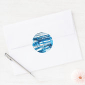 Blauwe waterverf voor abstracte kunst ronde sticker (Envelop)