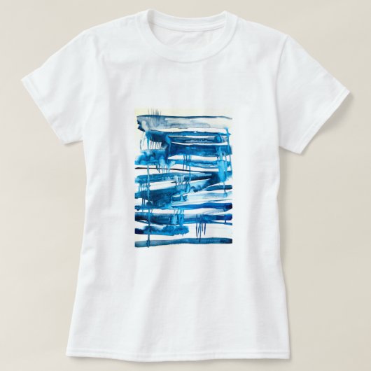 Blauwe waterverf voor abstracte kunst t-shirt (Design voorkant)